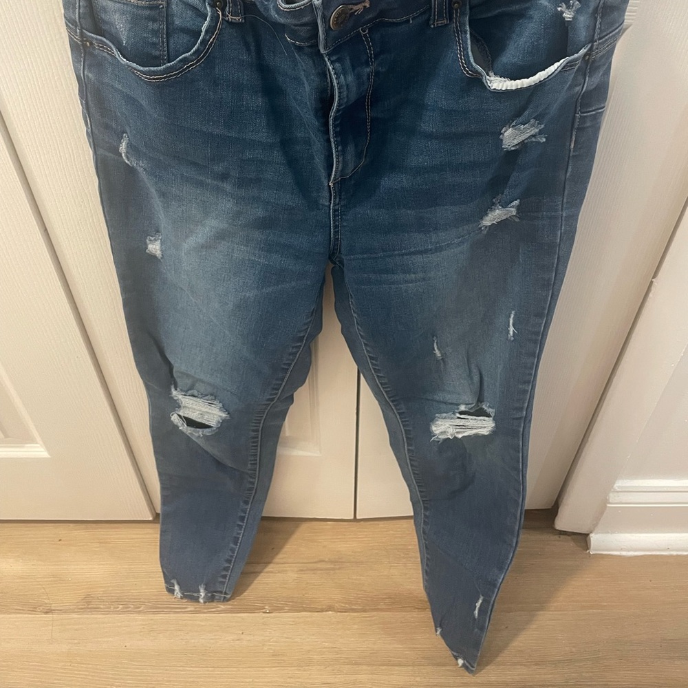 Wax Jean Ripped Denim Pants